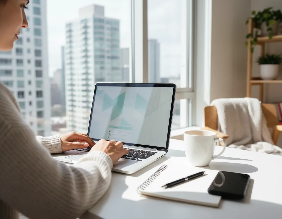 Person working remotely with laptop